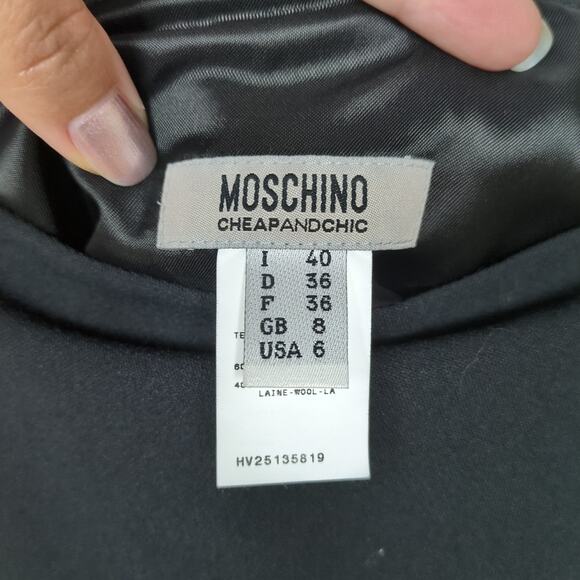MOSCHINO Cheap and Chic Black Wool Blend Pencil Skirt Lined Women's US 6 - Picture 4 of 6